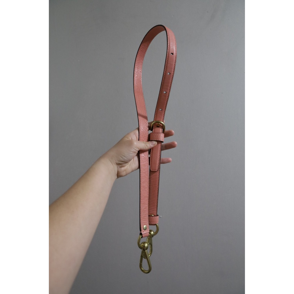 Coach Coral Pink Lizard Embossed Leather Adjustable Handbag Strap Brass Hardware